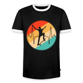 skaten retro Herzschlag - Männer Kontrast-T-Shirt - Schwarz/Weiß - Vorne - AI Model Female 172 light (172cm) & AI Model Male 178 light (178cm)