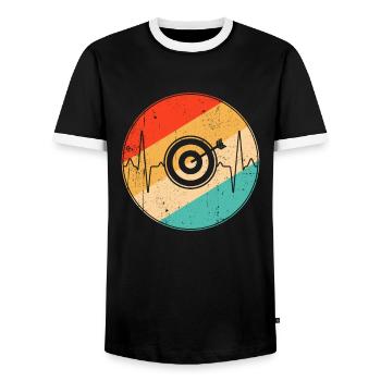Dart Retro Heartbeat - Men's Ringer Shirt - black/white - Front - AI Model Female 172 light (172cm) & AI Model Male 178 light (178cm)