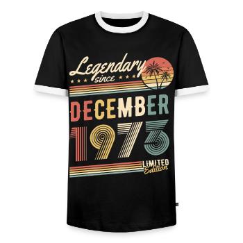 Legendary Since December 1973 Limited Edition - Männer Kontrast-T-Shirt - Schwarz/Weiß - Vorne - AI Model Female 172 light (172cm) & AI Model Male 178 light (178cm)