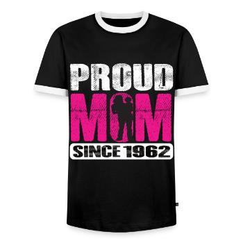 Proud Mom Since 1962 - Männer Kontrast-T-Shirt - Schwarz/Weiß - Vorne - AI Model Female 172 light (172cm) & AI Model Male 178 light (178cm)