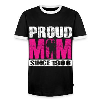 Proud Mom Since 1966 - Männer Kontrast-T-Shirt - Schwarz/Weiß - Vorne - AI Model Female 172 light (172cm) & AI Model Male 178 light (178cm)