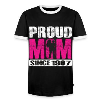 Proud Mom Since 1967 - Männer Kontrast-T-Shirt - Schwarz/Weiß - Vorne - AI Model Female 172 light (172cm) & AI Model Male 178 light (178cm)