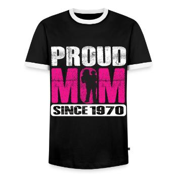 Proud Mom Since 1970 - Männer Kontrast-T-Shirt - Schwarz/Weiß - Vorne - AI Model Female 172 light (172cm) & AI Model Male 178 light (178cm)