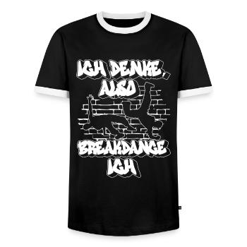 Ich Denke, Also Breakdance Ich - Breakdance - Männer Kontrast-T-Shirt - Schwarz/Weiß - Vorne - AI Model Female 172 light (172cm) & AI Model Male 178 light (178cm)