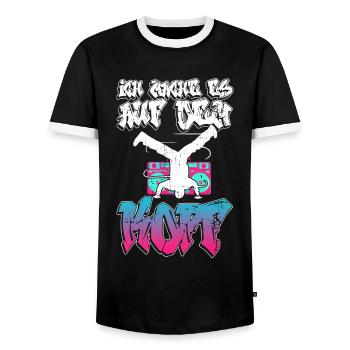Ich Mache Es Auf Dem Kopf - Breakdance Breakdancer - Männer Kontrast-T-Shirt - Schwarz/Weiß - Vorne - AI Model Female 172 light (172cm) & AI Model Male 178 light (178cm)