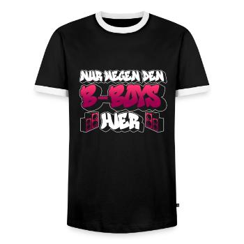 Nur Wegen Den B-Boys Hier - Breakdance Breakdancer - Männer Kontrast-T-Shirt - Schwarz/Weiß - Vorne - AI Model Female 172 light (172cm) & AI Model Male 178 light (178cm)