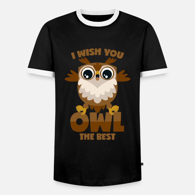 Eule Wortwitz - Männer Kontrast-T-Shirt - Schwarz/Weiß