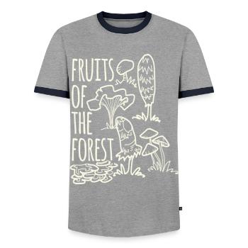 Foraging Hobby Fruits Of The Forest - Men's Ringer Shirt - grey/navy  - Front - AI Model Female 172 light (172cm) & AI Model Male 178 light (178cm)