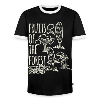 Foraging Hobby Fruits Of The Forest - Men's Ringer Shirt - black/white - Front - AI Model Female 172 light (172cm) & AI Model Male 178 light (178cm)