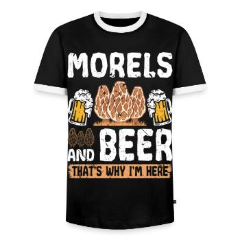 Beer Drinking Morel Hunting - Männer Kontrast-T-Shirt - Schwarz/Weiß - Vorne - AI Model Female 172 light (172cm) & AI Model Male 178 light (178cm)