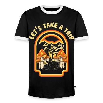 Faisons un voyage Champignons Goblincore Vintage - T-shirt contrasté Homme - noir/blanc - Devant - AI Model Female 172 light (172cm) & AI Model Male 178 light (178cm)