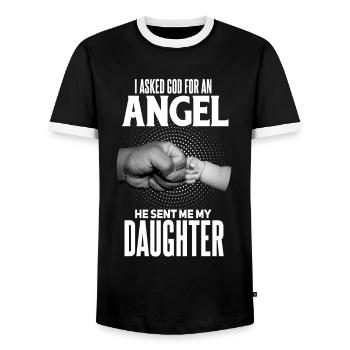 Süßes Vater und Tochter Spruch Motiv - Männer Kontrast-T-Shirt - Schwarz/Weiß - Vorne - AI Model Female 172 light (172cm) & AI Model Male 178 light (178cm)