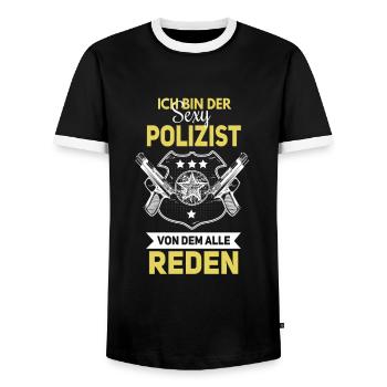 Witziges Polizei Spruch Design - Männer Kontrast-T-Shirt - Schwarz/Weiß - Vorne - AI Model Female 172 light (172cm) & AI Model Male 178 light (178cm)