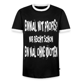 Einmal mit Profis--weiß - Männer Kontrast-T-Shirt - Schwarz/Weiß - Vorne - AI Model Female 172 light (172cm) & AI Model Male 178 light (178cm)