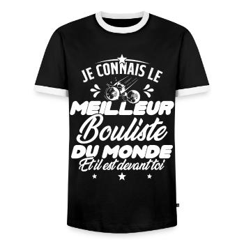 Meilleur Bouliste Humour Pétanque Homme Cadeau - T-shirt contrasté Homme - noir/blanc - Devant - AI Model Female 172 light (172cm) & AI Model Male 178 light (178cm)