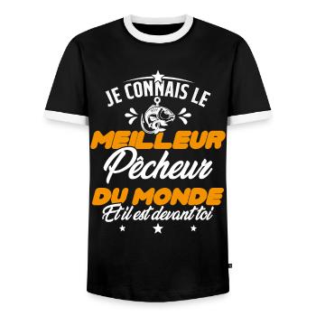Meilleur Pecheur Humour Pêche Truite Drôle - T-shirt contrasté Homme - noir/blanc - Devant - AI Model Female 172 light (172cm) & AI Model Male 178 light (178cm)