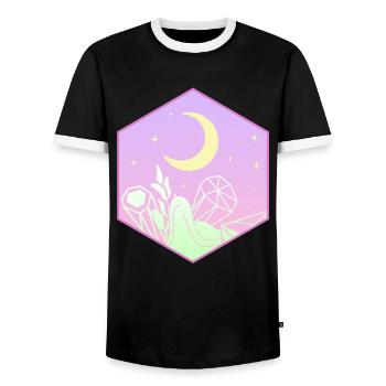 Pastel Goth Mond Kawaii Niedlicher Halbmond - Männer Kontrast-T-Shirt - Schwarz/Weiß - Vorne - AI Model Female 172 light (172cm) & AI Model Male 178 light (178cm)