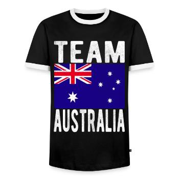 Drapeau de l’Australie - T-shirt contrasté Homme - noir/blanc - Devant - AI Model Female 172 light (172cm) & AI Model Male 178 light (178cm)
