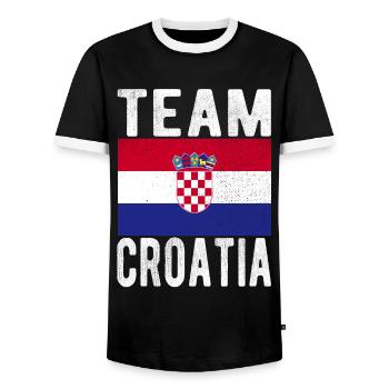 Croatia Flag - Men's Ringer Shirt - black/white - Front - AI Model Female 172 light (172cm) & AI Model Male 178 light (178cm)