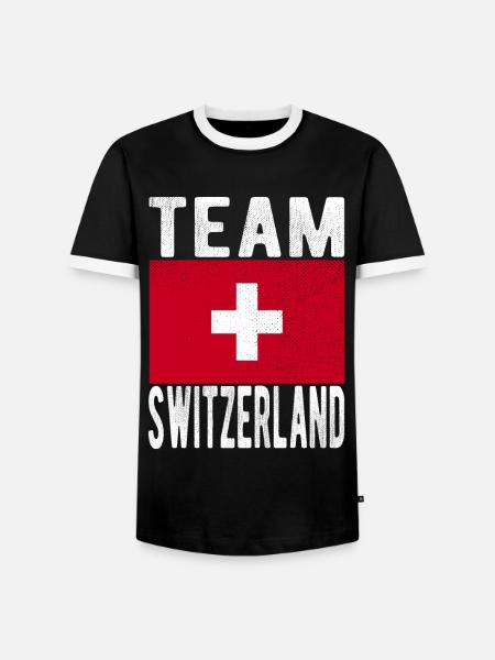 Schweiz Fahne - Männer Kontrast-T-Shirt - Schwarz/Weiß