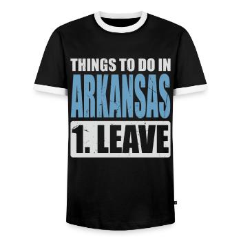 Arkansas Memes - Men's Ringer Shirt - black/white - Front - AI Model Female 172 light (172cm) & AI Model Male 178 light (178cm)