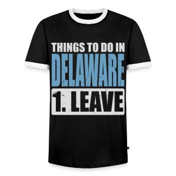 Delaware Meme - Männer Kontrast-T-Shirt - Schwarz/Weiß - Vorne - AI Model Female 172 light (172cm) & AI Model Male 178 light (178cm)