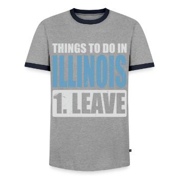 Mème de l’Illinois - T-shirt contrasté Homme - gris/marine  - Devant - AI Model Female 172 light (172cm) & AI Model Male 178 light (178cm)