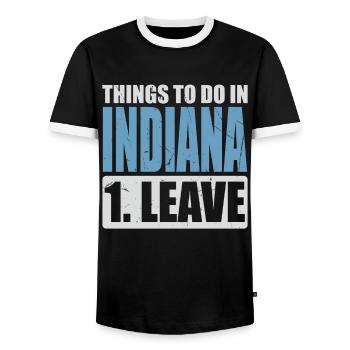 Indiana Meme - Männer Kontrast-T-Shirt - Schwarz/Weiß - Vorne - AI Model Female 172 light (172cm) & AI Model Male 178 light (178cm)