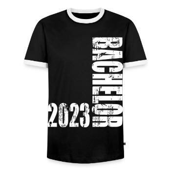 Bachelor 2023 Vintage Design - T-shirt contrasté Homme - noir/blanc - Devant - AI Model Female 172 light (172cm) & AI Model Male 178 light (178cm)