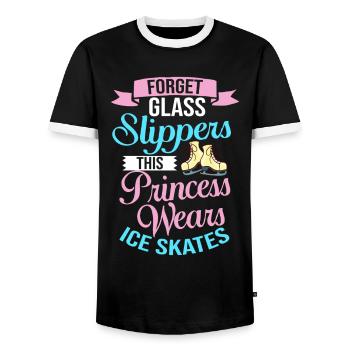 Eiskunstlauf Eisläufer Schlittschuhe Eislaufen - Männer Kontrast-T-Shirt - Schwarz/Weiß - Vorne - AI Model Female 172 light (172cm) & AI Model Male 178 light (178cm)