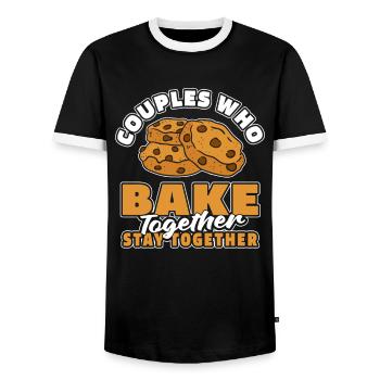 Baking Baker Bakery Couple - T-shirt contrasté Homme - noir/blanc - Devant - AI Model Female 172 light (172cm) & AI Model Male 178 light (178cm)