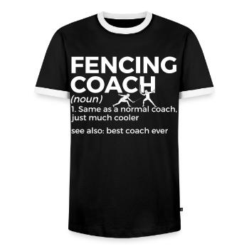 Fencing épée fencing duel gift idea - Men's Ringer Shirt - black/white - Front - AI Model Female 172 light (172cm) & AI Model Male 178 light (178cm)