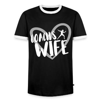 Fencing épée fencing duel gift idea - Men's Ringer Shirt - black/white - Front - AI Model Female 172 light (172cm) & AI Model Male 178 light (178cm)
