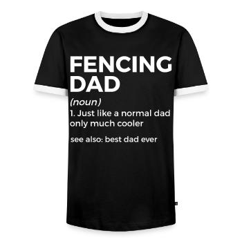 Fencing épée fencing duel gift idea - Men's Ringer Shirt - black/white - Front - AI Model Female 172 light (172cm) & AI Model Male 178 light (178cm)
