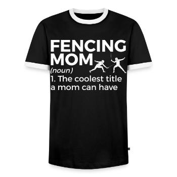 Fencing épée fencing duel gift idea - Men's Ringer Shirt - black/white - Front - AI Model Female 172 light (172cm) & AI Model Male 178 light (178cm)