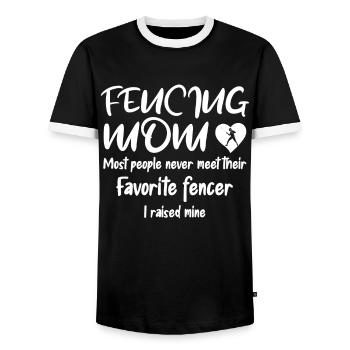 Fencing épée fencing duel gift idea - Men's Ringer Shirt - black/white - Front - AI Model Female 172 light (172cm) & AI Model Male 178 light (178cm)
