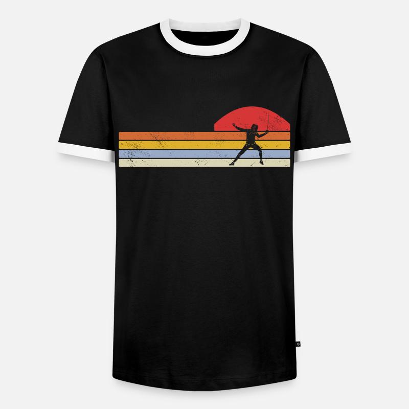 Fechten Degen Fechtduell Geschenkidee - Männer Kontrast-T-Shirt - Schwarz/Weiß