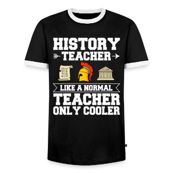 Geschichte Lehrer Lektion Professor Historiker - Männer Kontrast-T-Shirt - Schwarz/Weiß - Vorne - AI Model Female 172 light (172cm) & AI Model Male 178 light (178cm)