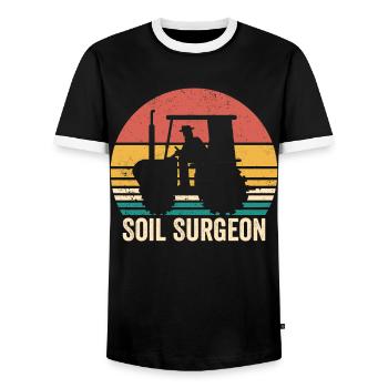 Soil Surgeon Landwirt Landwirtschaft Vintage - Männer Kontrast-T-Shirt - Schwarz/Weiß - Vorne - AI Model Female 172 light (172cm) & AI Model Male 178 light (178cm)