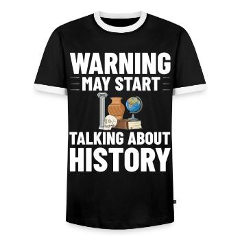 Geschichte Lehrer Lektion Professor Historiker - Männer Kontrast-T-Shirt - Schwarz/Weiß - Vorne - AI Model Female 172 light (172cm) & AI Model Male 178 light (178cm)