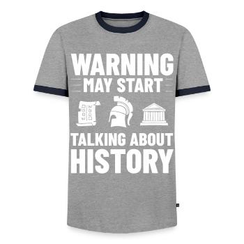 Geschichte Lehrer Lektion Professor Historiker - Männer Kontrast-T-Shirt - Grau/Navy  - Vorne - AI Model Female 172 light (172cm) & AI Model Male 178 light (178cm)