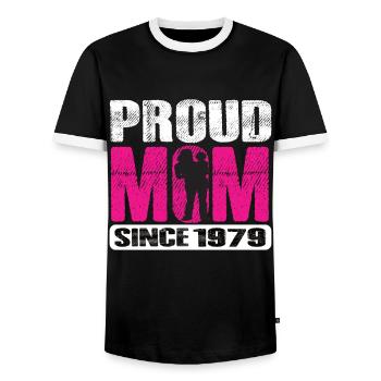 Proud Mom Since 1979 - Männer Kontrast-T-Shirt - Schwarz/Weiß - Vorne - AI Model Female 172 light (172cm) & AI Model Male 178 light (178cm)