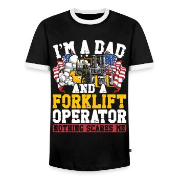 Certified Forklift Truck Operator - Men's Ringer Shirt - black/white - Front - AI Model Female 172 light (172cm) & AI Model Male 178 light (178cm)