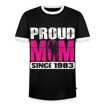 Proud Mom Since 1983 - Männer Kontrast-T-Shirt - Schwarz/Weiß - Vorne - AI Model Female 172 light (172cm) & AI Model Male 178 light (178cm)