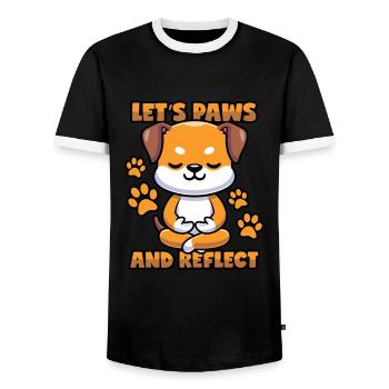 Dog: Pause & Reflect - Meditation - Men's Ringer Shirt - black/white - Front - AI Model Female 172 light (172cm) & AI Model Male 178 light (178cm)