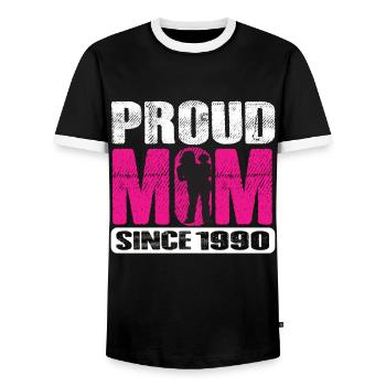 Proud Mom Since 1990 - Männer Kontrast-T-Shirt - Schwarz/Weiß - Vorne - AI Model Female 172 light (172cm) & AI Model Male 178 light (178cm)