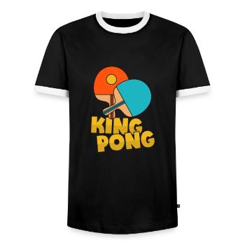 Roi du ping-pong pour les joueurs de tennis de table - T-shirt contrasté Homme - noir/blanc - Devant - AI Model Female 172 light (172cm) & AI Model Male 178 light (178cm)