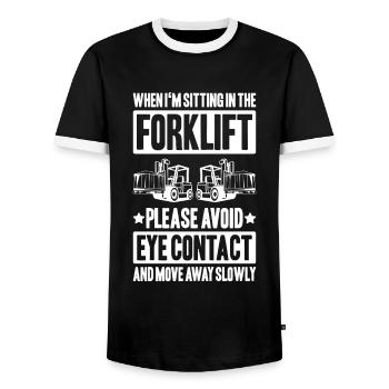 Staplerfahrer Gabelstaplerfahrer Forklift Operator - Männer Kontrast-T-Shirt - Schwarz/Weiß - Vorne - AI Model Female 172 light (172cm) & AI Model Male 178 light (178cm)