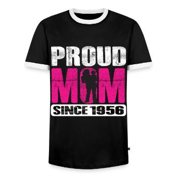 Proud Mom Since 1956 - Männer Kontrast-T-Shirt - Schwarz/Weiß - Vorne - AI Model Female 172 light (172cm) & AI Model Male 178 light (178cm)