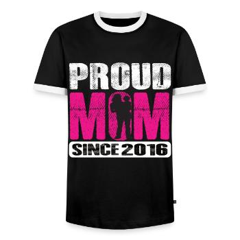 Proud Mom Since 2016 - Männer Kontrast-T-Shirt - Schwarz/Weiß - Vorne - AI Model Female 172 light (172cm) & AI Model Male 178 light (178cm)